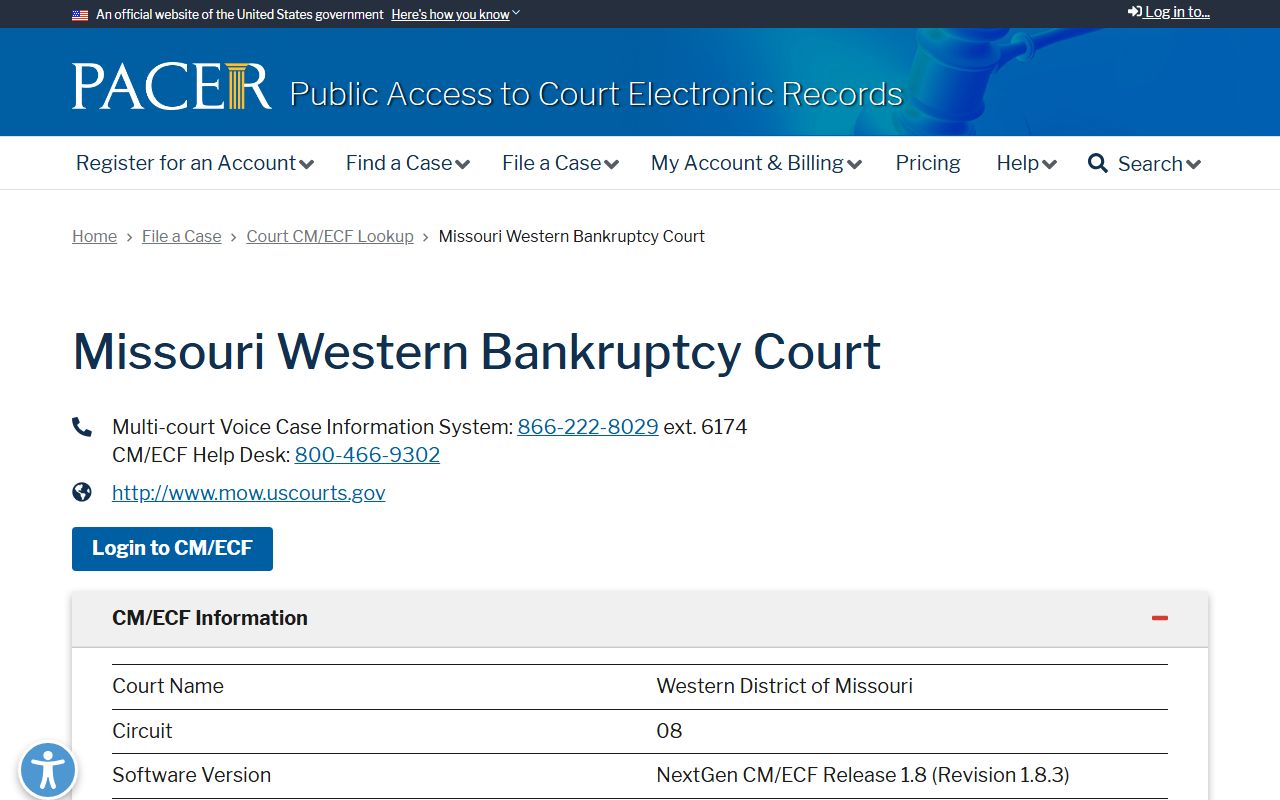 McDonald County Circuit Court PACER Missouri Western Bankruptcy Court lookup