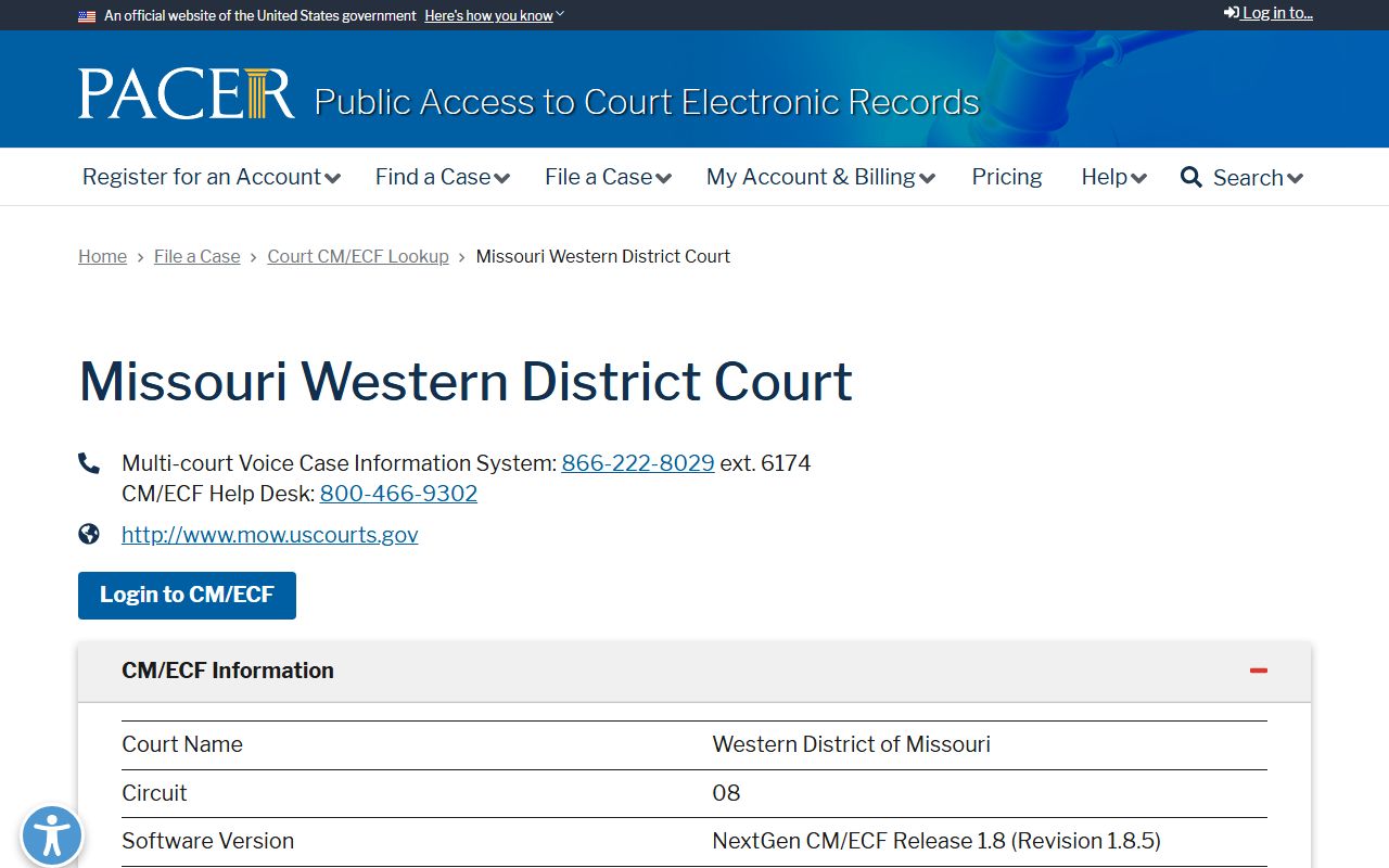 McDonald County Circuit Court PACER Missouri Western District Court lookup