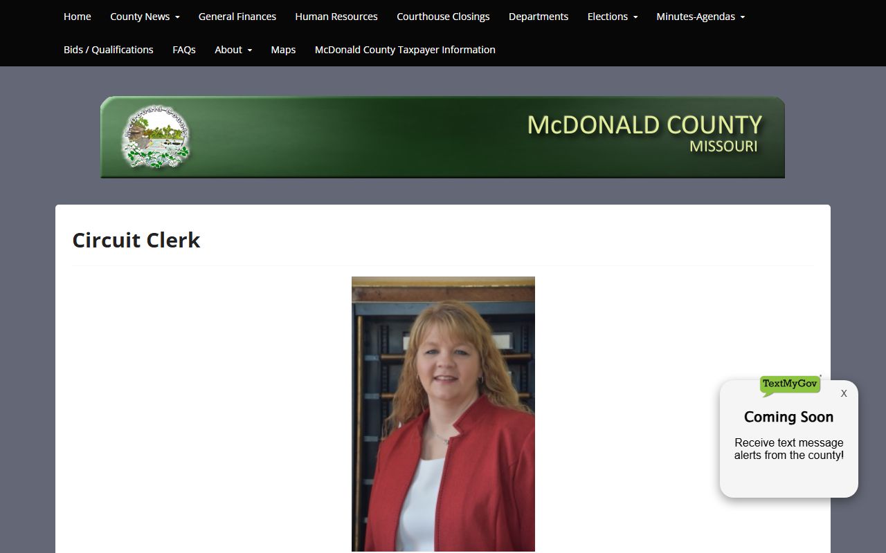 McDonald County Circuit Clerk records office page