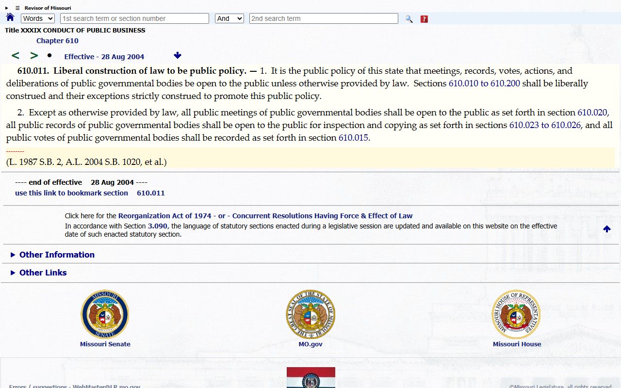 McDonald County court records Missouri public records policy statute