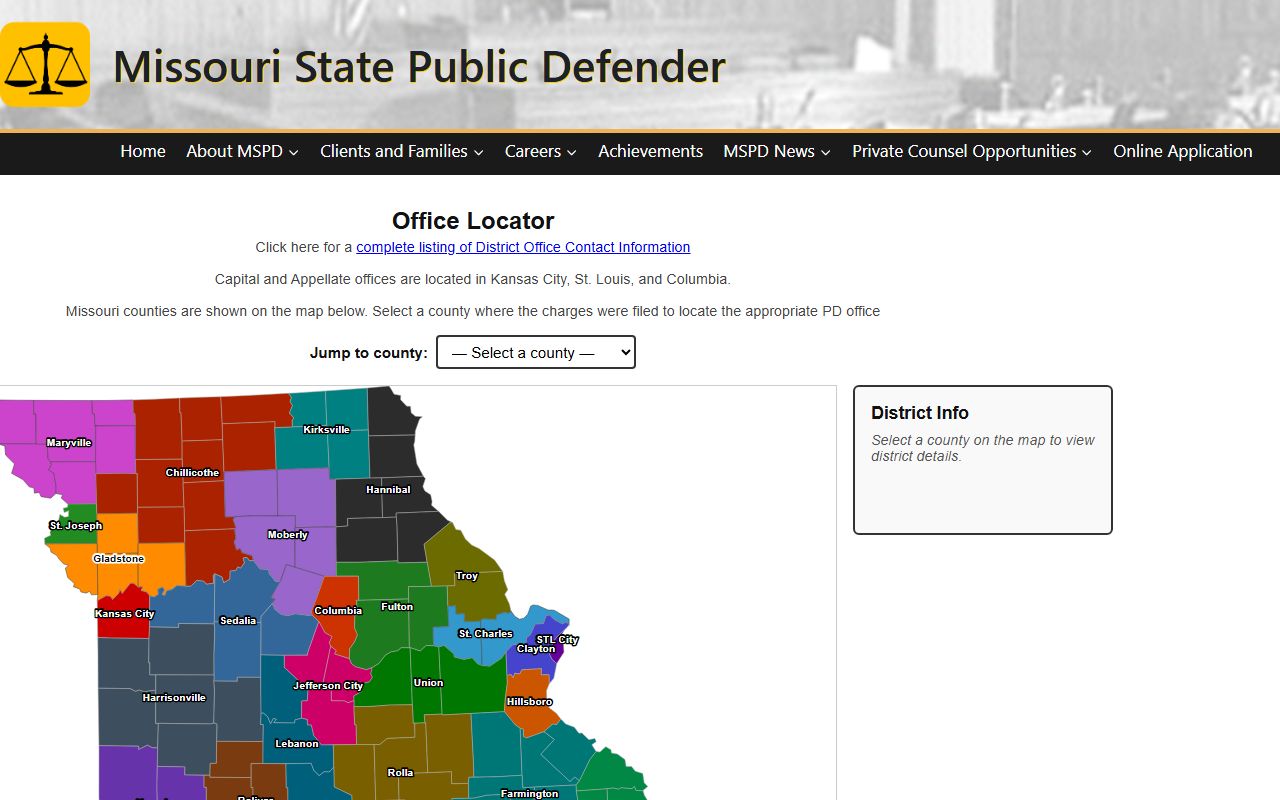 McDonald County criminal court records Missouri Public Defender office locator