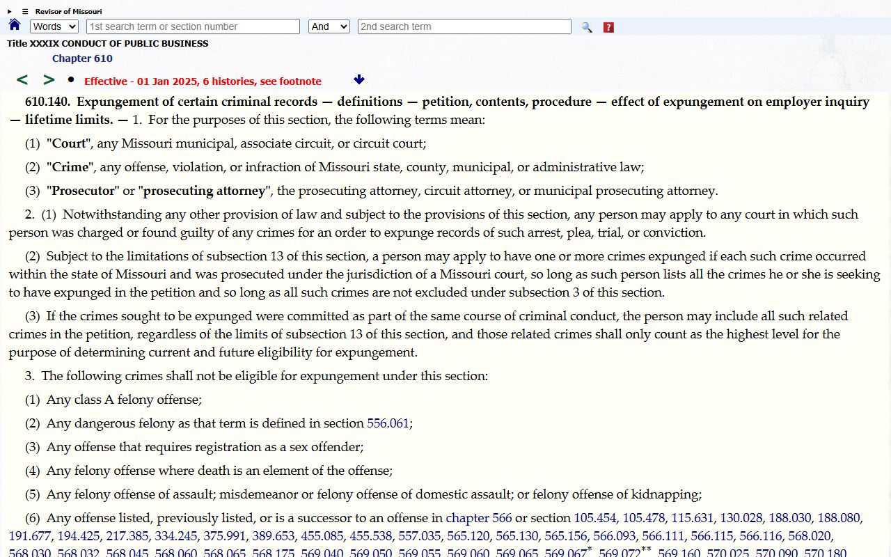 McDonald County probate records Missouri expungement statute access limits