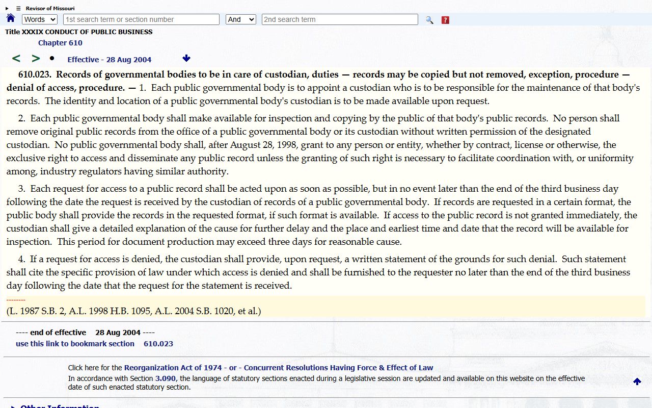 McDonald County probate records Missouri records custodian statute