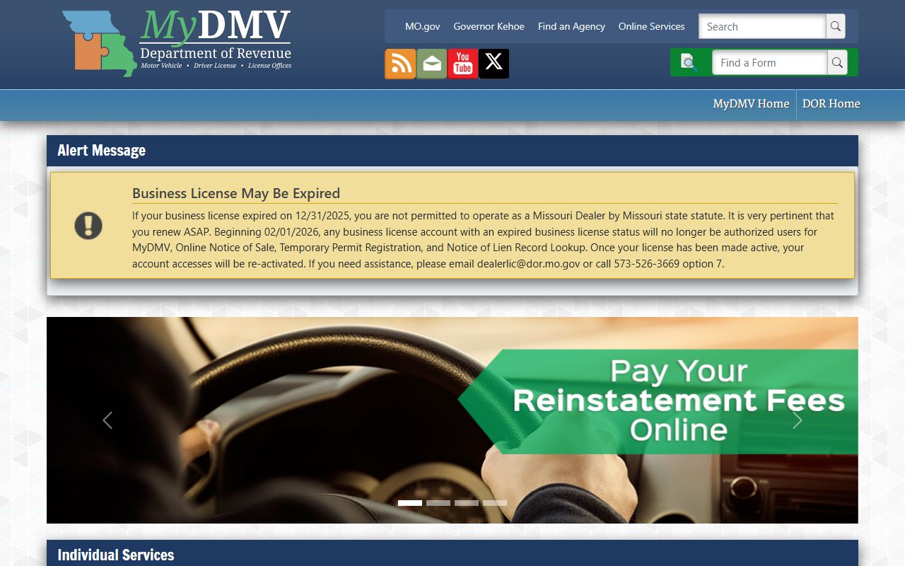 McDonald County traffic court records Missouri MyDMV driver services portal